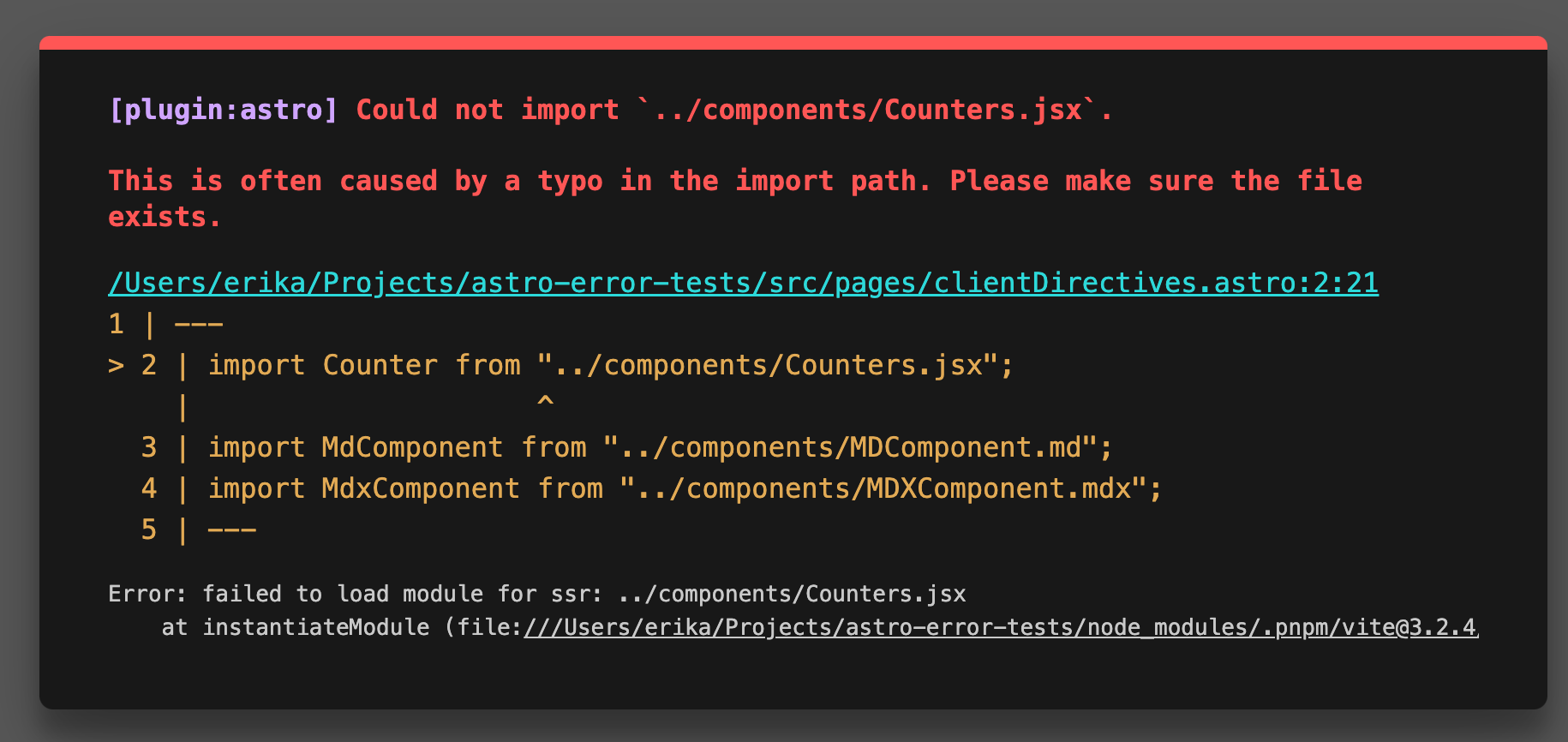 以前のエラーオーバーレイ