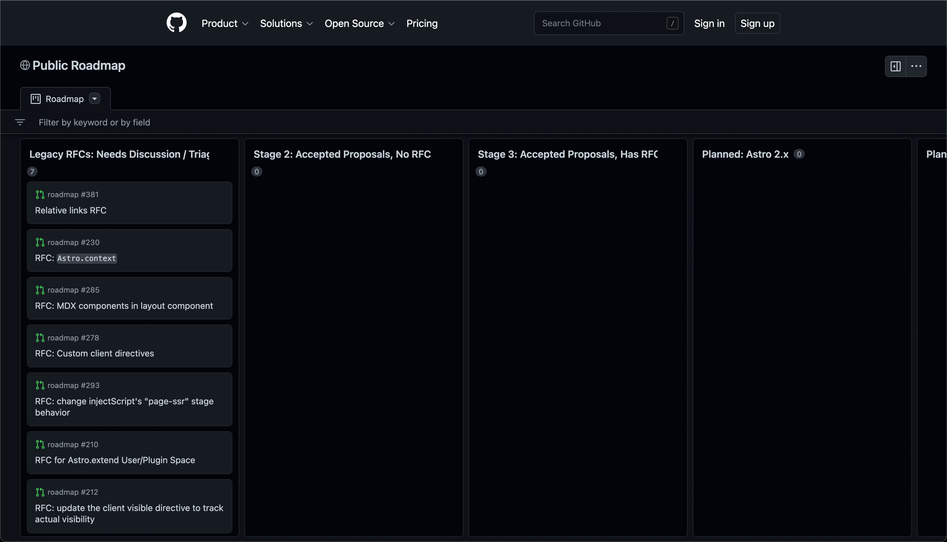 Astro Public Roadmap